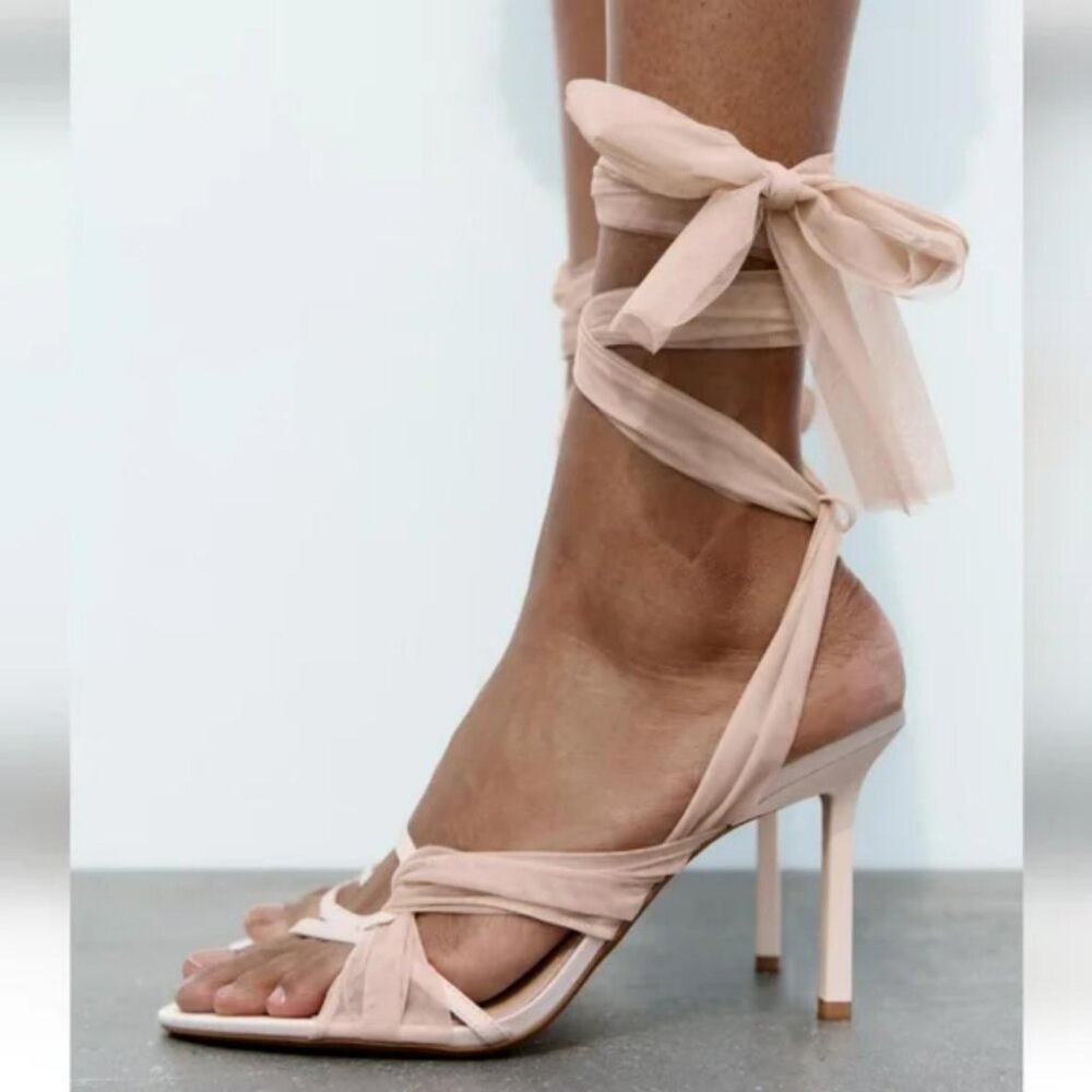 Zara Nude Pink Strappy Heels